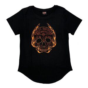 Harley Davidson Biker Motorcycle Skull Knoxville TN Curved Hem Shirt Womens M